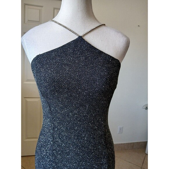 VTG 90s Dave & Johnny Maxi Dress Glitter   Rhinestone Straps 5/6 Formal Evening - Picture 2 of 16